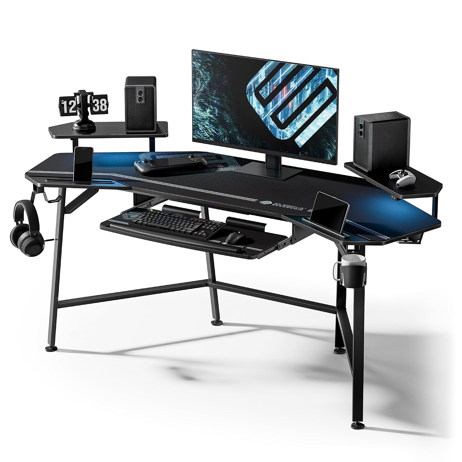 Headphone Stand Desk - طاولة ألعاب مع رف لوحة مفاتيح